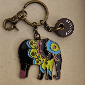 Sakroots Multicolor Peace Elephant Keychain / Purse Charm